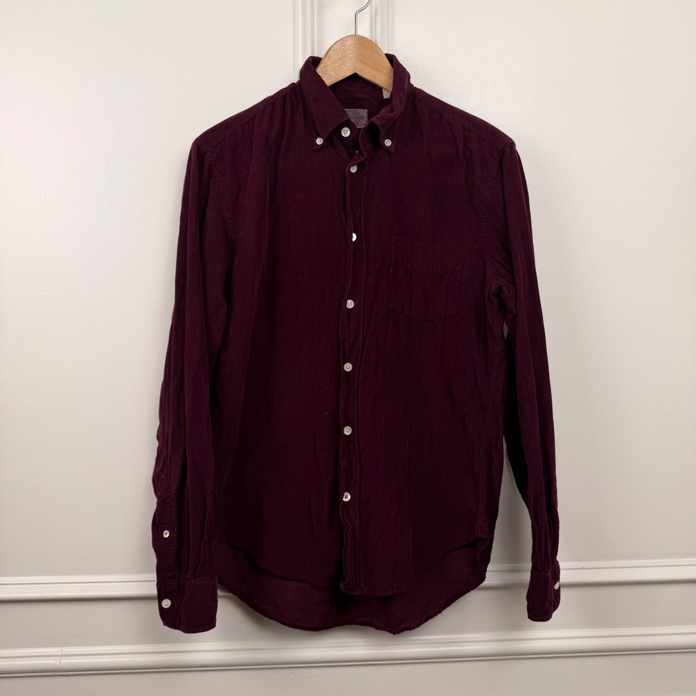 Hartford Mens Corduroy Button‎ Down Shirt Burgundy Red Size S AG12006 Portugal